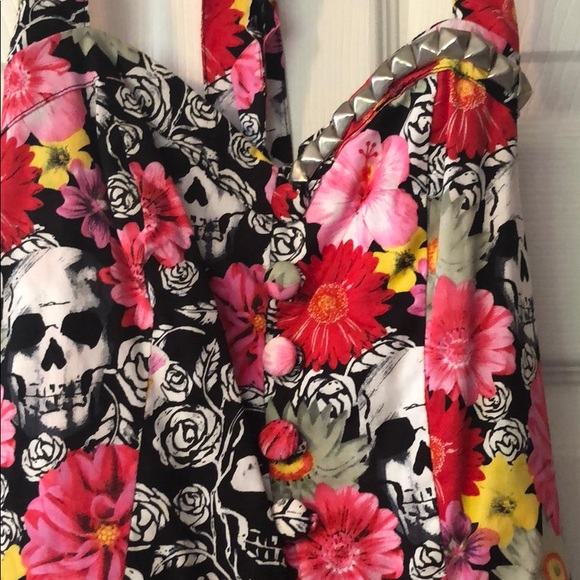 Rockabilly Pinup Hell Bunny skull and flower dress - Picture 2 of 4